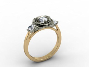 la joyería anillo de rosa detallada el diamante compromiso femenino flora floral flor oro joya imprimible los anillos plata piedra boda 3d print model - Mito3D