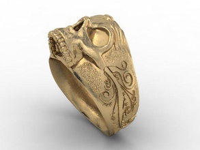 schmuck ring schädel 3d drucken modell ringe 3dexport zubehörteil knochen krone design gesicht zahl juwel gold halskette ornament königin silber skelett 3d print model - Mito3D