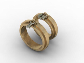 bijoux bague de mariage verrouillage des touches cad détaillée l'engagement la femelle or joyau clé photoreal platin imprimable l'anneau les anneaux d'argent pierre vray 3d print model - Mito3D