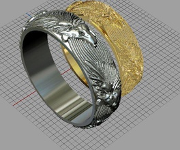 Schmuck ring wolf cad diamond engagement weiblich gold Juwel platin bedruckbar ist rhino Ringe Silber stl Stein vray Hochzeit weiß 3d print model - Mito3D