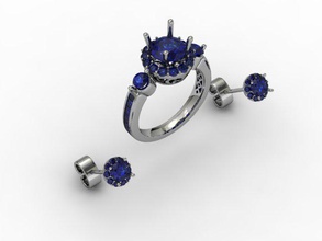 bijoux set buset busset cad détaillée le diamant boucle d'oreille de l'engagement or joyau platin puset pusset l'anneau les anneaux ensemble d'argent mariage 3d print model - Mito3D