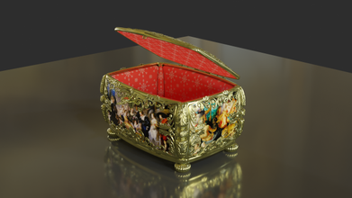 joyería joya caja 3d modelo in 3dexport oro antiguo diseño llave moldura metal tela tesoro precioso flor ornamento retro arte lujo high poly 3d print model - Mito3D