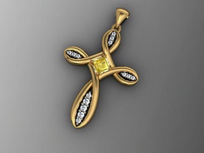 jewelry cross necklace pendant jewellery diamond gold silver stl gem 3dm precious 3d model printable gemstone round 3dprinter religion christian 3d print model - Mito3D