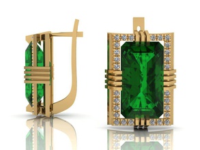 Schmuck Ohrringe 3d-Druck Modell gold Silber bedruckbar ist emerald Diamanten Ohrring Mode 3d print model - Mito3D