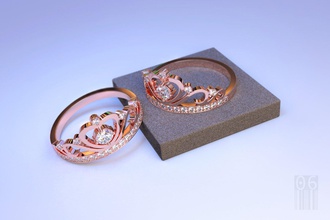 joyería joya oro anillo corona 3d impresión modelo in anillos 3dexport plata cnc stl obj producto diamantes gemas roca piedra preciosa imprimible moda 3d print model - Mito3D