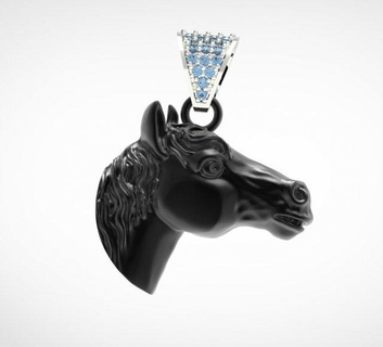 Schmuck Anhänger Pferd 3cm Ohrringe Ring Ohrring Kette Silber brillant Gold Tiere 3d print model - Mito3D