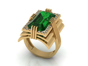 jewelry ring 3d print model gold silver printable diamond emerald fashion jewellery 3d print model - Mito3D