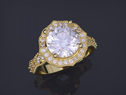 joyería joya anillo diamante anillos Boda compromiso amarillo oro Rosa blanco lujo imprimible brillante solitario 3d print model - Mito3D