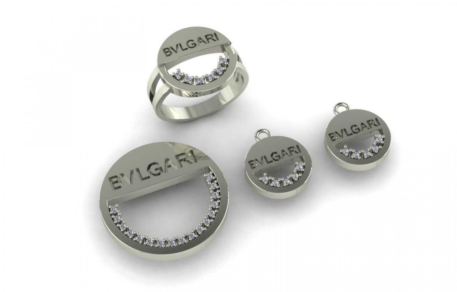 parure de bijoux bvlgari l'anneau à l'oreille ensemble 3D print model - Mito3D