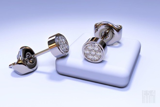 gioielli orecchino della vite prigioniera oro stud 3d stl obj cnc il design gemma la cera stampabile moda di stampa gioiello i diamanti 3d print model - Mito3D