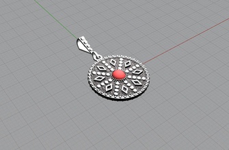 jewerly pendant silver gold ring diamond ethnice stone red 3d print model - Mito3D