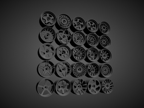 jnc imprimível aros coleção hotwheels 1 64 escala diecast 3d impressão modelo in veículo 3dexport kyosho majorette caixa fósforos tomica brinquedo veículos 3d print model - Mito3D