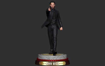 john wick 3d figure printable print model in man 3dexport male statue action keanu reeves pistol suit sculpture printing johnwick miniature collection movies characters 3d print model - Mito3D
