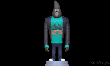 johnny singen 3d drucken modell tiere 3dexport gorilla affe banane männlich anthro pelzig felsen 3d print model - Mito3D