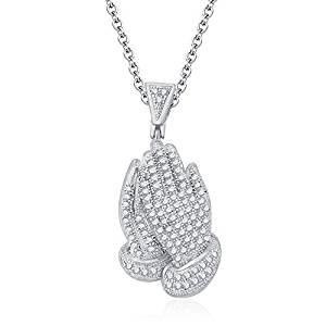 joining hands diamond pendant pendants joininghandsdiammond joininghands luxury rapper fashion hiphop jewelry necklace gemstone elegant celebrity style jewellery bling gem 3d print model - Mito3D