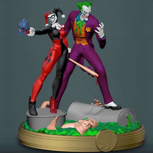 Joker Harley Quinn bereit drucken Figuren dc Comic Schurke Batman Statue Skulptur Comics Karikatur Charakter scifi Fantasie Kunst Skulpturen Büste Clown Gotham 3D print model - Mito3D