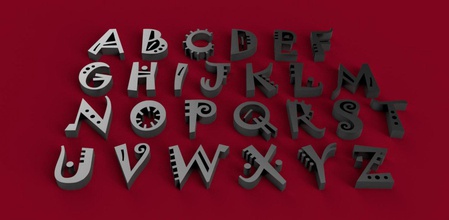 şakacı yazı tipi büyük harf küçük 3d harfler stl dosya yazdır model in 3dexport alfabe mektup metin yazmak tip tipleri gadget dekorasyonlar 3dmodel 3dprint 3d print model - Mito3D