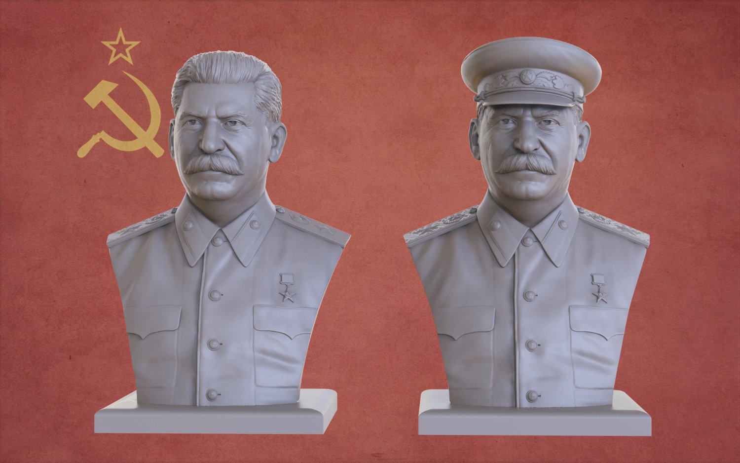 joseph vissarionovich stalin ww2 soviet ussr russia hitler lenin bust sculpture portrait union political miniatures printable print figurines celebrity 3D print model - Mito3D