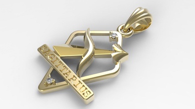 jpendant11 sagittarius pendant diamonds jewelry gold sterling silver stl design 3d zodiac sign printable precious horoscope gem pendant-necklace astrological-sign pendants 3d print model - Mito3D