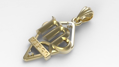 jpendant12 Jungfrau Anhänger Diamanten Schmuck gold sterling Silber stl design 3d zodiac sign bedruckbar ist kostbar Horoskop gem - Anhänger-Halskette astrologische-Zeichen 3d print model - Mito3D