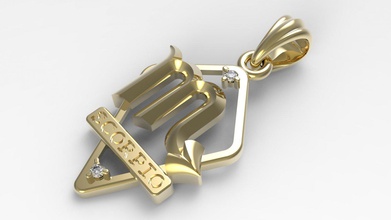 jpendant13 Skorpion Anhänger Diamanten Schmuck gold sterling Silber stl design 3d zodiac sign bedruckbar ist kostbar Horoskop gem - Anhänger-Halskette astrologische-Zeichen 3d print model - Mito3D
