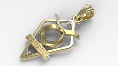 jpendant15 boğa burcu 3d yazdır model in kolye 3dexport elmaslar takı altın sterlin gümüş stl tasarım zodyak işaret yazdırılabilir değerli burçlar mücevher pendant necklace astrological sign 3d print model - Mito3D