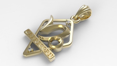 jpendant8 oğlak burcu 3d yazdır model in kolye 3dexport elmaslar takı altın sterlin gümüş stl tasarım zodyak işaret yazdırılabilir değerli burçlar mücevher pendant necklace astrological sign 3d print model - Mito3D