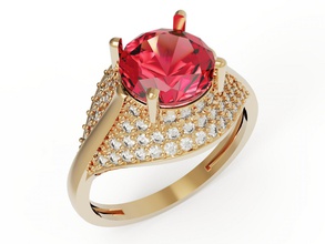 jring26 anello i diamanti gioielli oro la sterlina argento stl il design 3d segno stampabile preziosi gemma ruby 3d print model - Mito3D