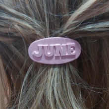 Juni personalisierte oval Haar barrete 50-40 pin Namen anpassbare 3d print model - Mito3D