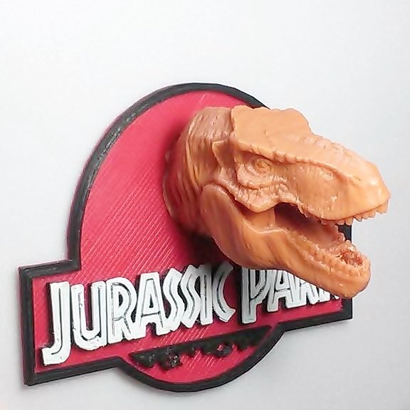 jurassique parc 3d impression modèle in pièces monnaie badges 3dexport rex juridique parque mundo tyrannosaure tyranosaurium monde cinéma 3D print model - Mito3D