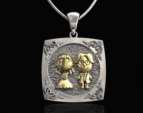 evli pendant bride damat 3d yazdır model in kolye 3dexport yazdırılabilir stl altın gümüş platin sterlin evlilik nişan gelin elmas değerli taşlar moda parlak kadin sevgili düğün 3d print model - Mito3D