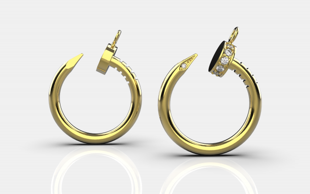 justo un clou colar 3d impressão modelo in pingentes 3dexport pingente anel brincos imprimível esterlina moda engagem platina jóias noivado joalheria missfox unha 3d print model - Mito3D