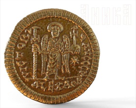 justinians moneta bizantina la bizantino gesù cristo il ritratto le monete biblico bibbia acquistare antichi di fiducia dealer esperto ilya zlobin trustedcoins-com croce venditore 3d print model - Mito3D