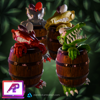 Kaboom sabots figurines dk DKC Donkey Kong kremlin sabots dkc2 miniature Jeu nintendo rare snes Kaboom pirate crocodile mario baril statue crawl 3d print model - Mito3D