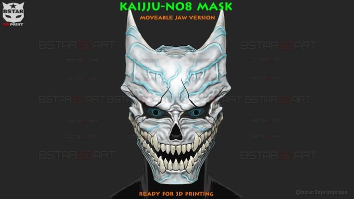 kaiju no 8 mask beweglich kiefer ausführung kafka hibino cosplay 3d drucken modell spielzeuge 3dexport no8 kaijuno8 maske monster helm kostüm halloween grusel jujutsu kaisen kettensäge chaisaumann spiele 3d print model - Mito3D