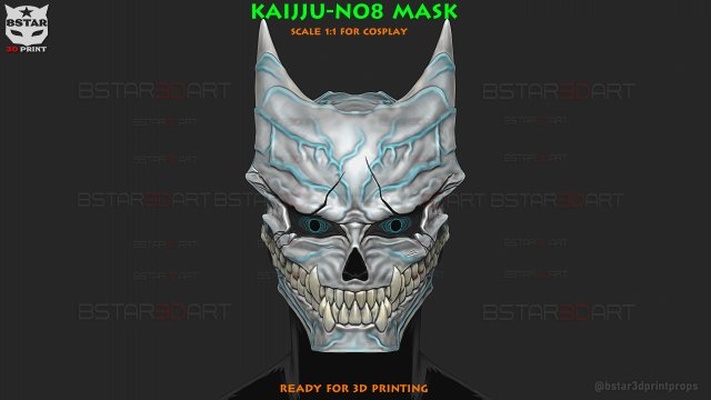 kaiju 8 maschera kafka hibino cosplay 3d stampa modello in giocattoli 3dexport no8 kaijuno8 mostro casco mobile costume halloween orrore jujutsu kaisen motosega uomo chaisawman giochi 3d print model - Mito3D