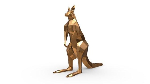 kangourou animaux art cadeau impression lowpoly 3dprint animal décor intérieur conception miniatures sculpture statue jouet dessin animé polygonal polygone mignonne 3d print model - Mito3D
