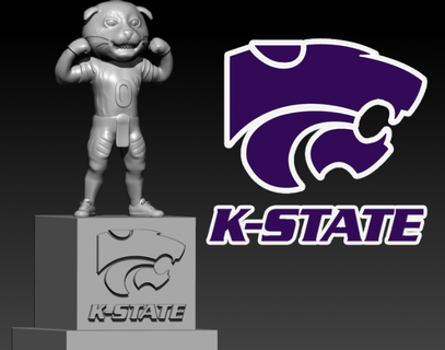 kansas state wildcats football mascot statue - decor 3d model sculpture 3d print model - Mito3D