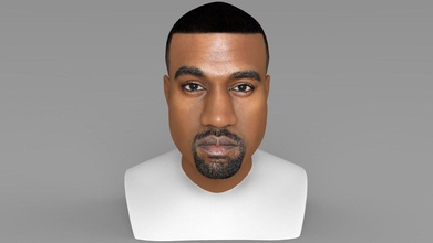 kanye west busto pronto completa cor de impressão 3d oeste celebridade do o rap rapper kim kardashian kylie jenner drake jay-z beyoncé 50 cent tupac snoop dogg ator hollywood trump 3d print model - Mito3D
