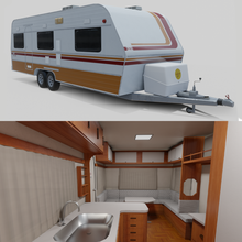 karmann guia kc - interior vehicle camper caravan mobile house rv camp classic camping trailer ghia 640 poly game furnished antique 3d print model - Mito3D