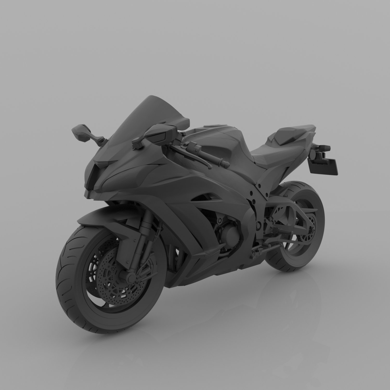 kawasaki ninja zx 10r 1000 3d druckbar modell drucken fahrzeug 3dexport ninja motorrad superbike motogp drucken stl miniatur hot wheels sci fi drucker rennen fahrrad sammlung hobby 3D print model - Mito3D