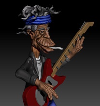 keith richards los caracteres de dibujos animados rodando el músico rock 3d print model - Mito3D