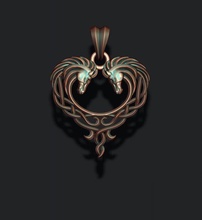 keltic cheval pendentif celtique celtik qeltiq Qeltik Celte daté goujat bijou bijoux nature argent imprimable ornement talisman mascotte animal cœur mammifère 3d print model - Mito3D