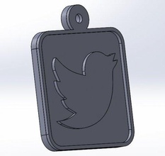 key-chain twitter keychain printable stl 3d print model - Mito3D