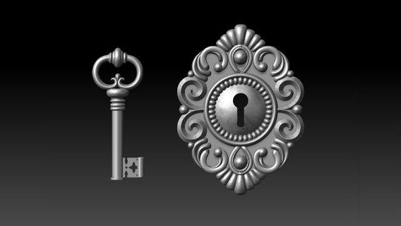 key keyhole sculpture lock ornament print art 3d print model - Mito3D