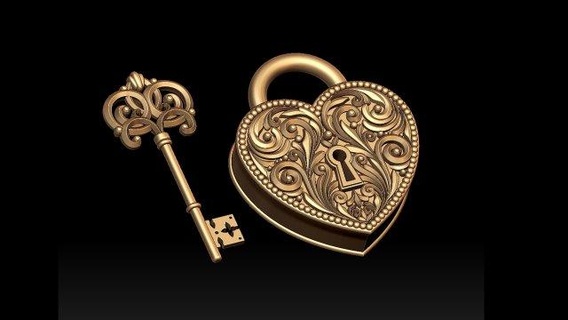 chiave serratura scultura ornamento Stampa cuore amore arte 3d print model - Mito3D