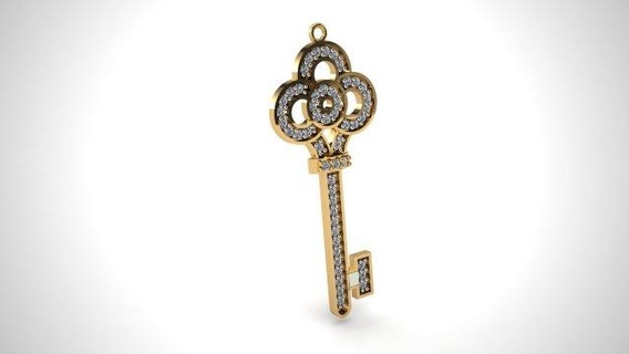 Schlüssel Anhänger Juwel Schmuck Gold Weiß Silber Diamant white gold pendant druckbar Halskette Halsketten 3d print model - Mito3D