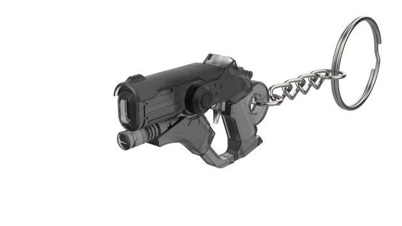 keychain - merci blaster overwatch printable stl files keychains 3d digital model diy weapon pistol video game mercy original medic combat skin caduceus 3d print model - Mito3D