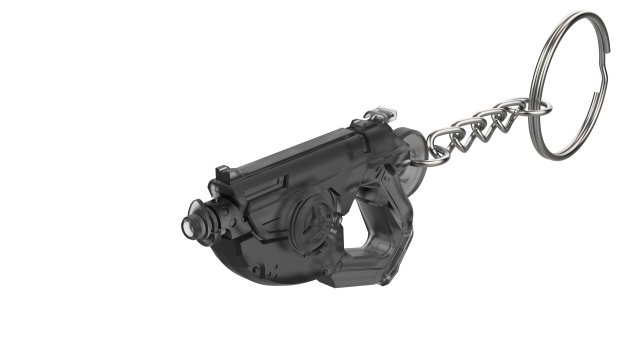 keychain - tracer mach blaster - overwatch - printable - stl files  keychains keychain 3d digital stl model printable diy weapon pistol video game overwatch tracer blaster mach  3D print model - Mito3D