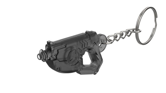 keychain - tracer punk skin blaster overwatch printable stl files keychains 3d digital model diy weapon pistol video game gift 3D print model - Mito3D